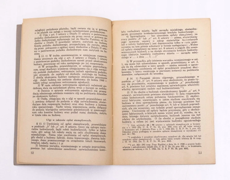 STARA KSIĄŻKA ULGI Z TYTUŁU NOWEJ BUDOWY 1936