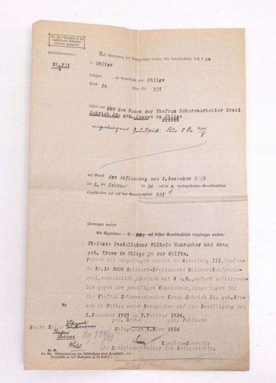 STARY DOKUMENT NIEMIECKI - UMOWA / PISMO 1926