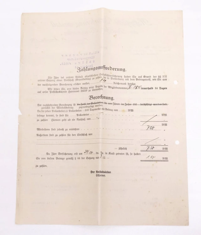 STARY DOKUMENT NIEMIECKI - UMOWA / PISMO 1926