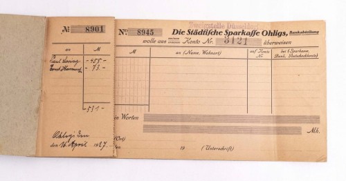 STARA NIEMIECKA KSIĄŻECZKA KWITOWA BANKOWA 1927