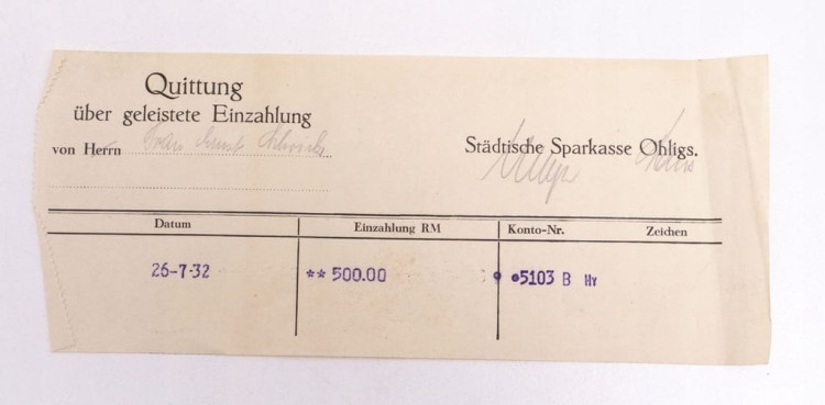STARY DOKUMENT NIEMIECKI - RACHUNEK 1932