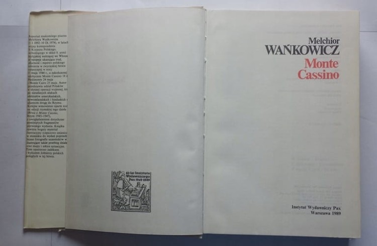 STARA KSIĄŻKA MONTE CASSINO M. WAŃKOWICZ 1989