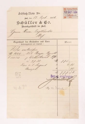 STARY NIEMIECKI RACHUNEK SCHULLER 1906