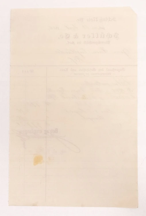STARY NIEMIECKI RACHUNEK SCHULLER 1906