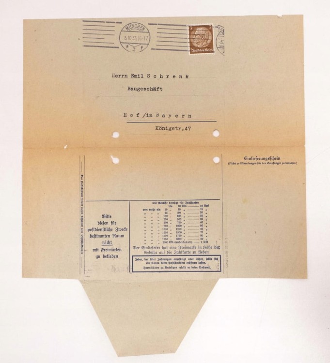 STARY NIEMIECKI RACHUNEK J. BAUER MONACHIUM 1935