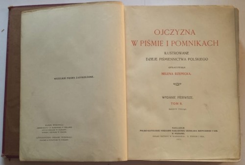 STARA KSIĄŻKA OJCZYZNA W PIŚMIE I POMNIKACH 1911