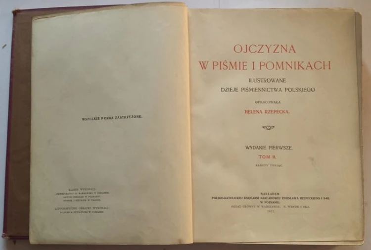 STARA KSIĄŻKA OJCZYZNA W PIŚMIE I POMNIKACH 1911