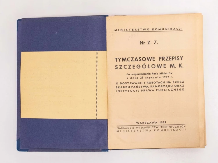 MINISTERSTWO KOMUNIKACJI TYMCZASOWE PRZEPISY 1939