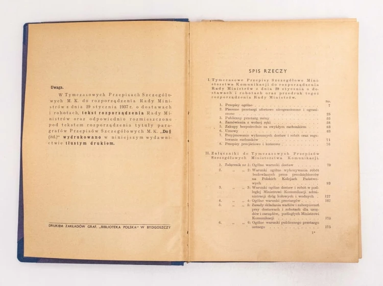 MINISTERSTWO KOMUNIKACJI TYMCZASOWE PRZEPISY 1939