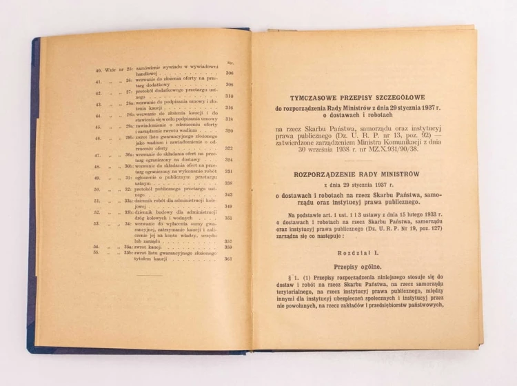 MINISTERSTWO KOMUNIKACJI TYMCZASOWE PRZEPISY 1939
