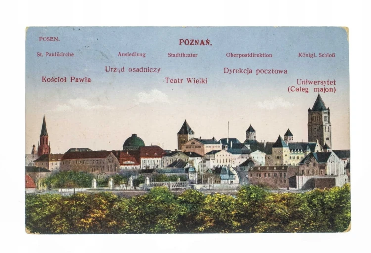 POZNAŃ - PANORAMA, ZAMEK, TEATR, POCZTA 1921