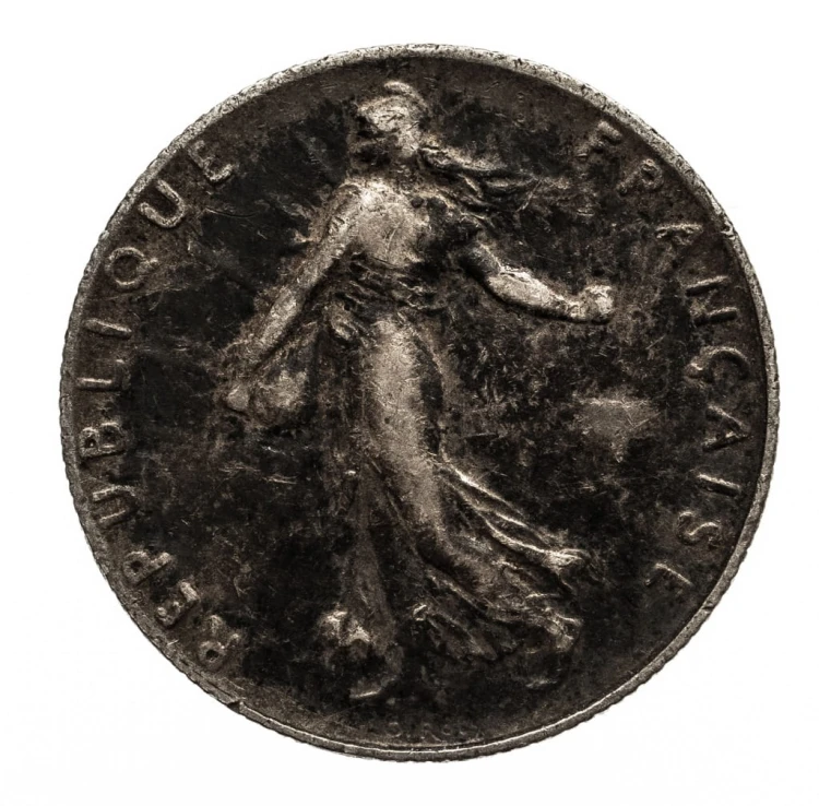FRANCJA 50 CENTIMES 1917 ROK, st.3+ SREBRO