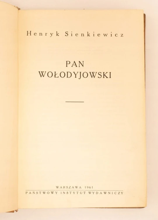 STARA KSIĄŻKA PAN WOŁODYJOWSKI H. SIENKIEWICZ 1961