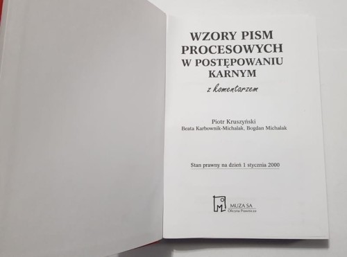 STARA KSIĄŻKA WZORY PISM W POSTĘPOWANIU KARNYM