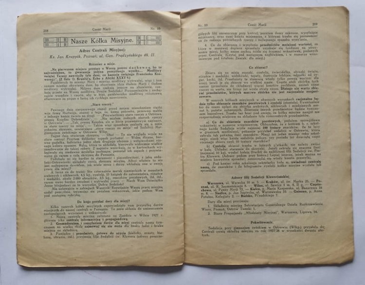 STARY MIESIĘCZNIK CZEŚĆ MARYI 1928 NR 10