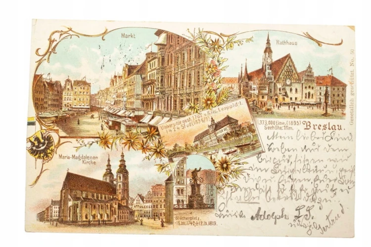 WROCŁAW - RATUSZ, RYNEK, KOŚCIÓŁ, UNIWERSYTET 1897