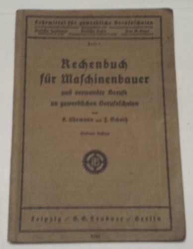 STARA KSIĄŻKA RECHENBUCH FUR MASCHINENBAUER