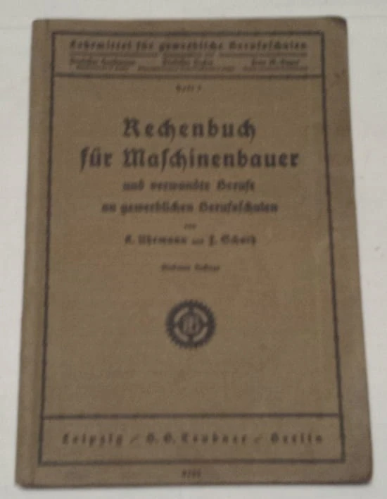STARA KSIĄŻKA RECHENBUCH FUR MASCHINENBAUER