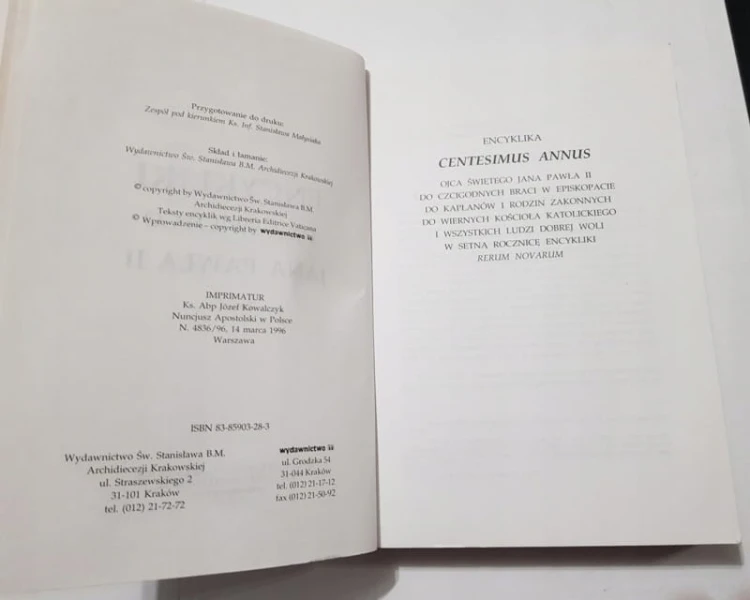 STARA KSIĄŻKA ENCYKLIKI JANA PAWŁA II 1996 TOM II