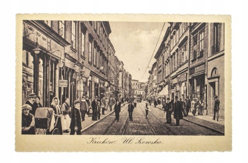 KRAKÓW - RYNEK, ULICA, TRAMWAJ, KAMIENICE 1923