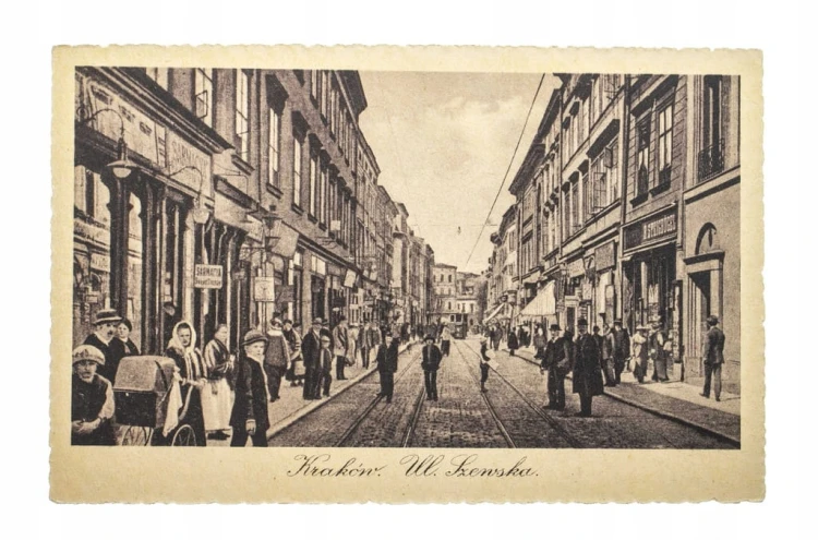KRAKÓW - RYNEK, ULICA, TRAMWAJ, KAMIENICE 1923