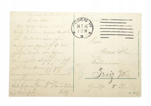 POZNAŃ - PLAC WOLNOŚCI, TRAMWAJ, FELDPOST 1916