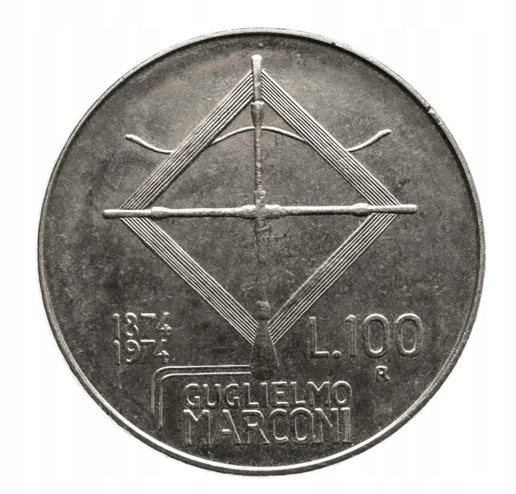 Włochy, 100 Lirów 1974 rok Marconi st.2+