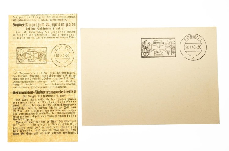 POZNAŃ - STEMPEL GEBURTSTAG DER FUEHRERS 1940