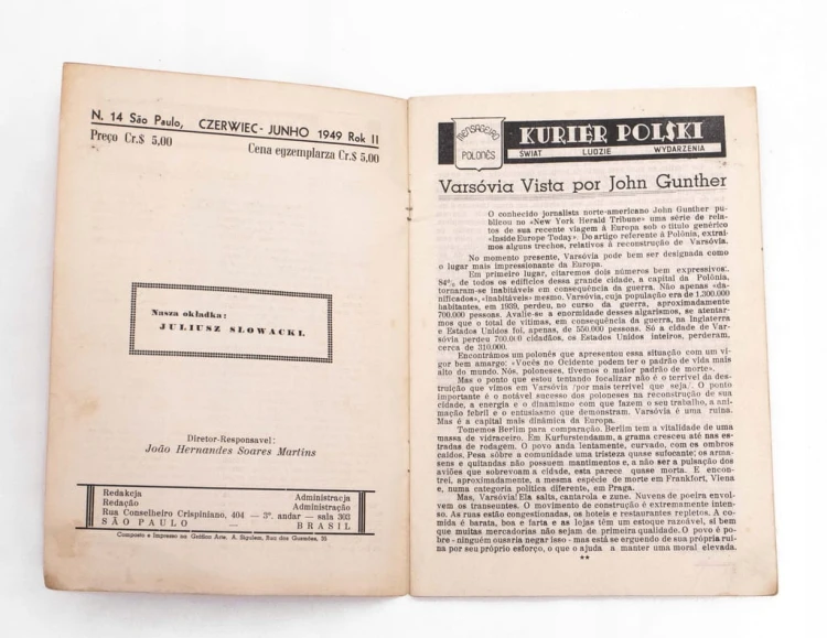 KSIĄŻKA KURIER POLSKI SAO PAULO BRAZYLIA 1949