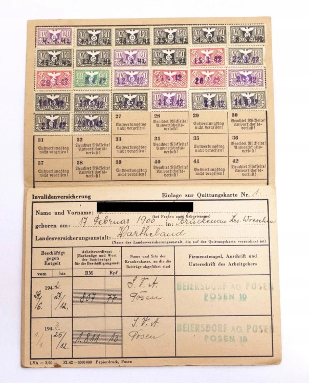 III RZESZA UBEZPIECZENIE NIEPEŁNOSPRAWNOŚCI 1942