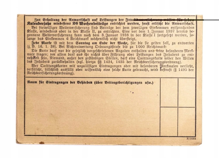 III RZESZA UBEZPIECZENIE NIEPEŁNOSPRAWNOŚCI 1942