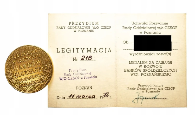 MEDAL ZA ZASŁUGI W ROZWOJU BANKÓW WOJ. POZNAŃSKIE