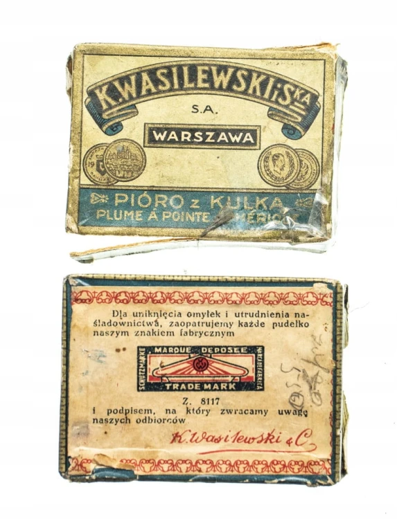 STARE PUDEŁKO PIÓRO Z KULKĄ K. WASILEWSKI WARSZAWA