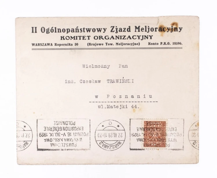 STARA KOPERTA LISTOWA - II OGÓLNOPAŃSTWOWY ZJAZD MELIORACYJNY WARSZAWA 1929