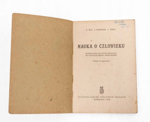 STARA KSIĄŻKA NAUKA O CZŁOWIEKU, PODRĘCZNIK BIOLOGII SZKOŁA PODSTAWOWA 1947