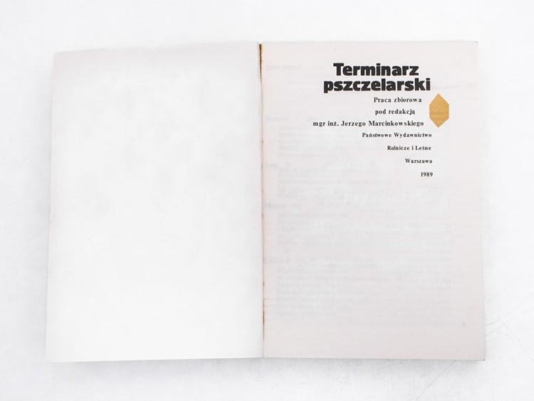 STARA KSIĄŻKA TERMINARZ PSZCZELARSKI 1989
