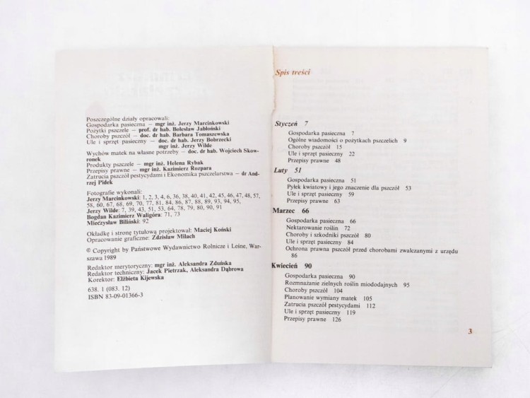 STARA KSIĄŻKA TERMINARZ PSZCZELARSKI 1989