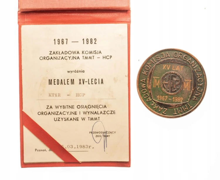 MEDAL ZA WYBITNE OSIĄGNIĘCIA HCP POZNAŃ TMMT 1983