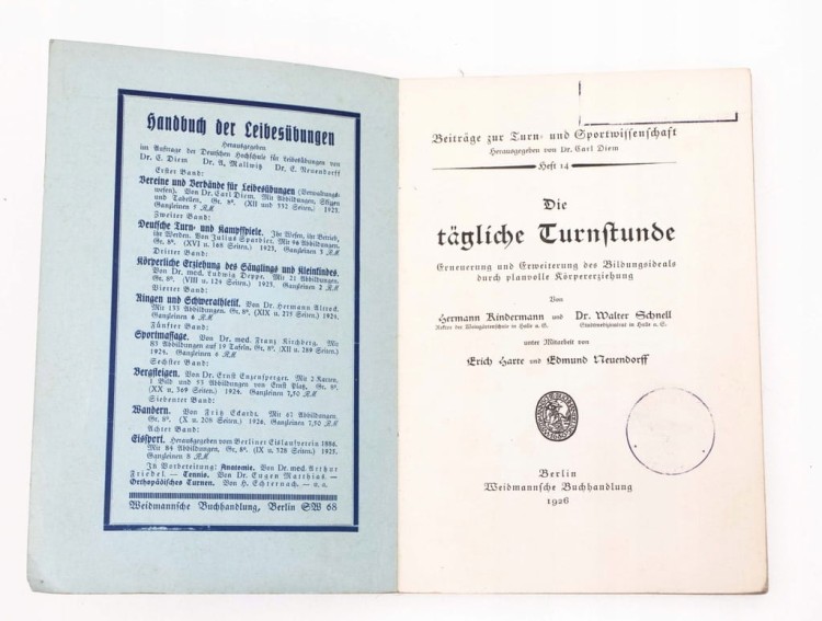STARA KSIĄŻKA DIE TAGLICHE TURNSTUNDE 1926