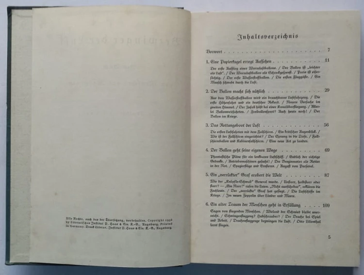 STARA KSIĄŻKA NIEMIECKA BEZWINGER DER LUFT 1936