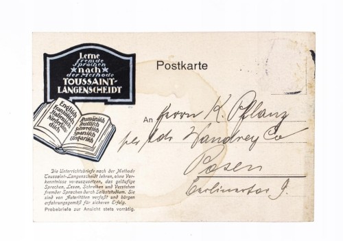 STARA POCZTÓWKA - KSIĘGARNIA, SIEGEN / POZNAŃ 1912