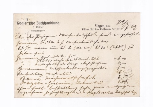 STARA POCZTÓWKA - KSIĘGARNIA, SIEGEN / POZNAŃ 1912