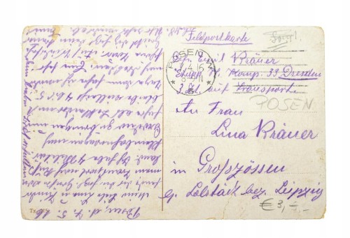 POZNAŃ - ZAMEK, TRAMWAJ, ŚW. MARCIN, FELDPOST 1916
