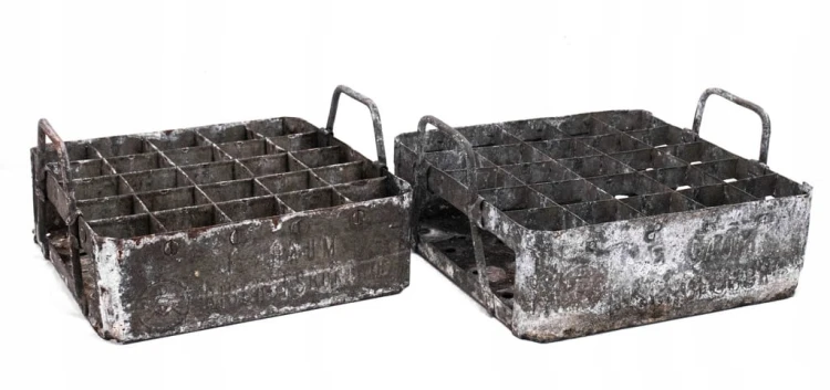 STARA SKRZYNIA NA PIWO, BROWAR BISKUPIEC, F. DAUM BISCHOFSBURG (2 sztuki)