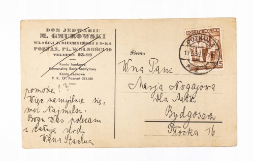 STARA POCZTÓWKA - DOM JEDWABIU M. GMUROWSKI, POZNAŃ 1939
