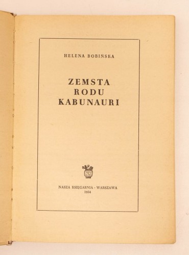 STARA KSIĄŻKA ZEMSTA RODU KABUNAURI 1954