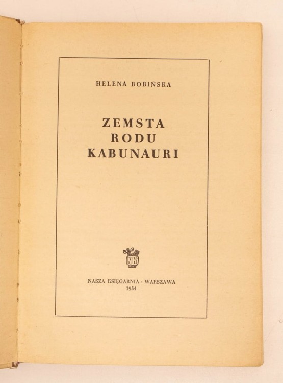 STARA KSIĄŻKA ZEMSTA RODU KABUNAURI 1954