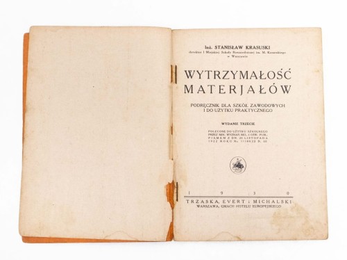 STARA KSIĄŻKA WYTRZYMAŁOŚĆ MATERIAŁÓW 1930