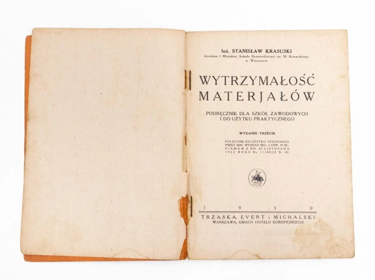 STARA KSIĄŻKA WYTRZYMAŁOŚĆ MATERIAŁÓW 1930