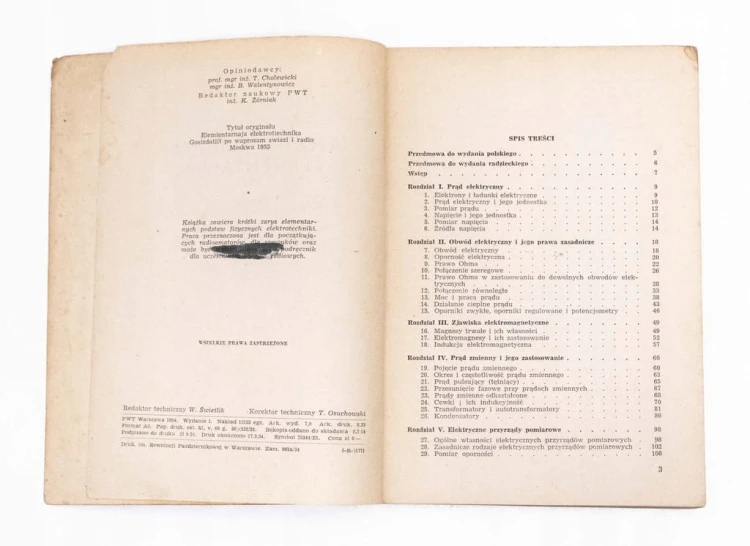 STARA KSIĄŻKA ELEKTROTECHNIKA ELEMENTARNA 1954